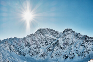 the Elbrus region. Glacier Seven or Semerka on Donguz-Orun Mountain. Kabardino-Balkaria, Russia.