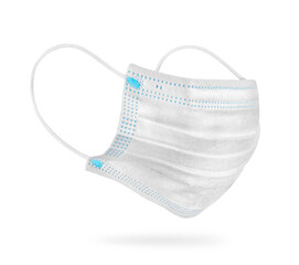 Typical medical mask close up isolated on white background