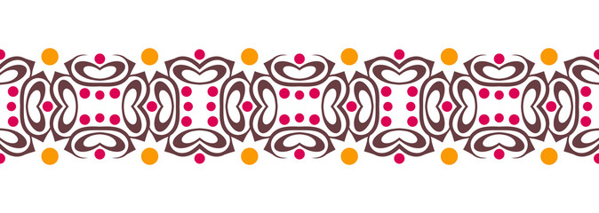 Border line seamless background. Decorative design seamless ornamental mosaic border pattern. Islamic, indian, arabic motifs. Abstract flower. Vector illustration