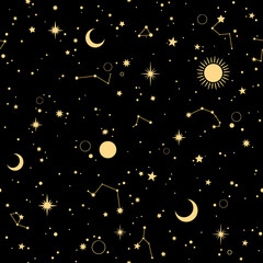 naadloos beeld van de sterrenkosmos met sterren en sterrenbeelden