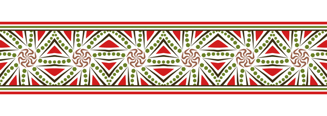 Border line seamless background. Decorative design seamless ornamental mosaic border pattern. Islamic, indian, arabic motifs. Abstract flower. Vector illustration