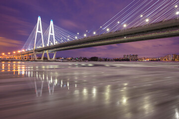 Fototapeta na wymiar Big Obukhovsky bridge. Saint-Petersburg, Russia.