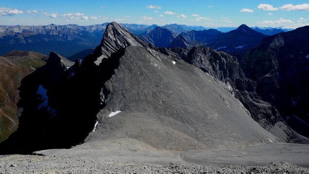 View towards Wind Mountain at the summit of Mount Lougheed near Srpay Lake  Alberta Canada   OLYMPUS DIGITAL CAMERA