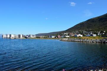 tromsoe city island in summertime