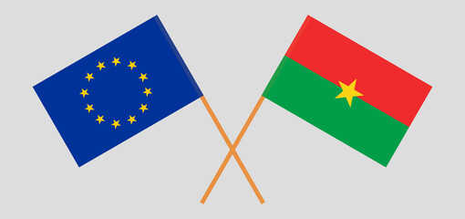 Crossed flags of the EU and Burkina Faso