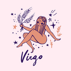 virgo zodiac sign cute whimsical flat art illustration