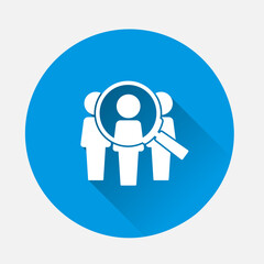 Candidate vector icon on blue background. Flat image with long shadow.