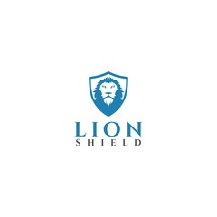 Blue Lion Shield Logo Design Vector