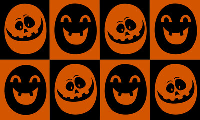 illustration of pumpkins of different funny faces.