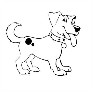 Pretty Puppy Dog coloring page Design for Kids Children preschool stock vector style illustration