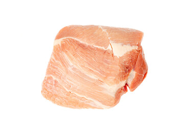 Piece of raw fresh pork meat isolated on white background. Studio Photo