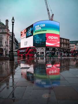 Picadilly Circus in Central London, United Kingdom