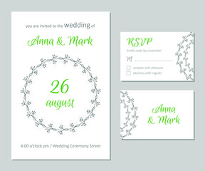 Fototapeta na wymiar Floral wedding invitation card template design