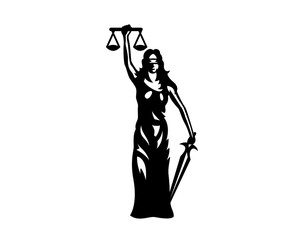 Lady Justice vector logo illustration.