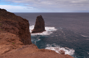 Gran Canaria, landscape of steep eroded north west coast of Galdar and Agaete municipalities, hike between 
villages Sardina del Norte and Puerto de Las Nieves
