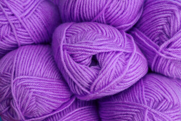 Skeins of woolen thread close up, background, texture