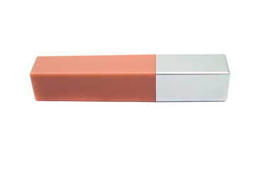 Liquid lipstick with brush on white background