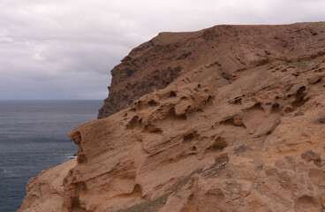 Gran Canaria, landscape of steep eroded north west coast of Galdar and Agaete municipalities, hike between 
villages Sardina del Norte and Puerto de Las Nieves