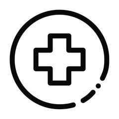Obraz premium Medical cross, sign inside of a circlce. Medical, medic, healthcare and website related outline icon on a white background. With cuts, cutouts EPS Vector