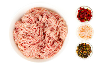 Raw fresh minced mixed meat. Studio Photo
