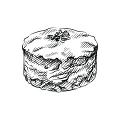 Hand drawn sketch of salad on a white background. Russian cuisine. Food and meals.