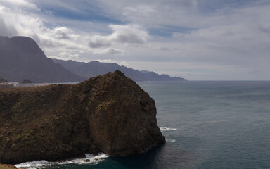 Gran Canaria, landscape of steep eroded north west coast of Galdar and Agaete municipalities, hike between 
villages Sardina del Norte and Puerto de Las Nieves