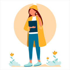 Vector illustration of a girl eating ice cream.
