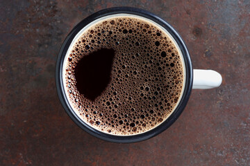 Coffee in an enamel mug