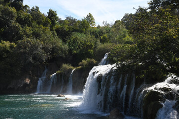 Fototapeta premium Krka National Park in Croatia. A beautiful park filled with waterfalls and lakes. 