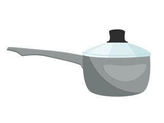 Cooking steel pot. Kitchen utensils. Vector illustration.