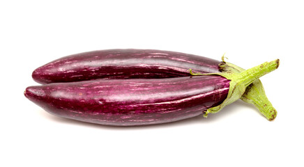 long thin purple striped asian egglant isolated on white