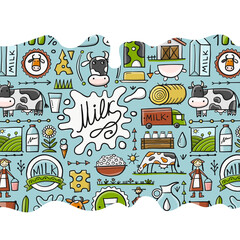 Milk farm, Seamless Pattern Background for your design