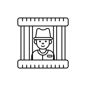 man in jail, black outline clip art preview