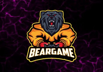 Awesome Bear Logo, Mascot E sports Logo Template