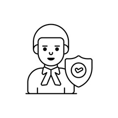 Lawyer vector outline icon style illustration. EPS 10 file 