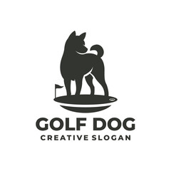 Dog Golf Silhouette Creative Logo Design Template