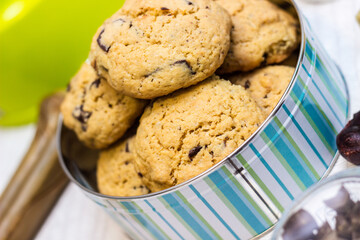 Dog treats spilling out of bowl. Dog treats and biscuits