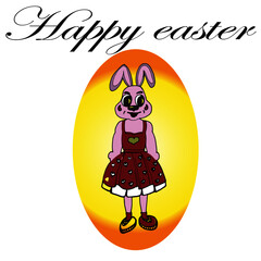 holiday easter, happy easter, greetings on easter, bunny girl,, egg, in a dress, socks, sneakers, illustration for a poster, illustration for a website, illustration for instagram, illustration for pr