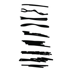 Set of handmade, hand drawn underline strokes isolated on white background EPS Vector