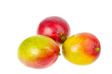 Ripe, juicy, sweet red-green mango. Exotic fruits isolated on white. Studio Photo