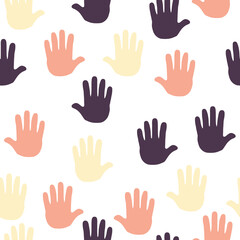 Simple hand palm doodle repeat pattern design