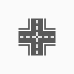 crossroads icon, Intersection vector, road illustration