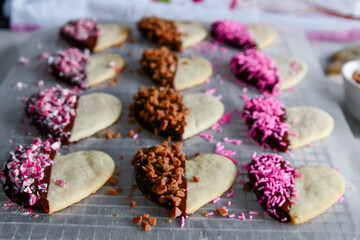 Heart-Shaped Cookies with Chocolate and Candy