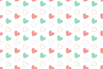 Illustration of seamless pattern from diagonally hearts on a white background. Romantic style for St. Valentine's Day. Suitable for packaging, printing, textile and backgrounds.