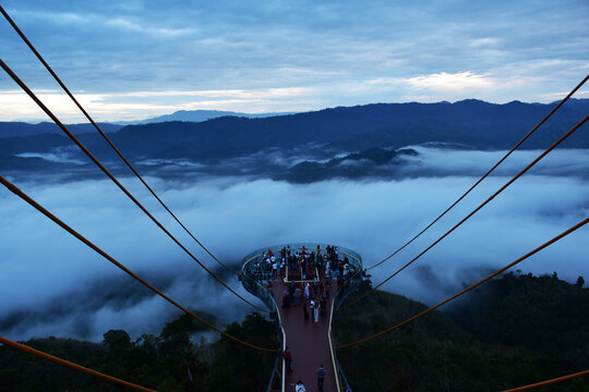 Beautiful Sea of Mist in Betong , Thailand. in morning time
