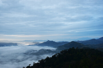 Fototapeta na wymiar Beautiful Sea of Mist in Betong , Thailand. in morning time