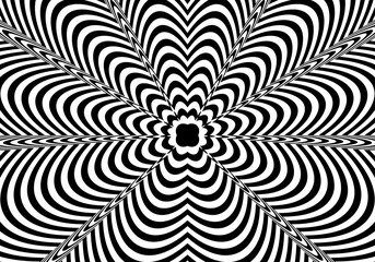 Abstract floral psychedelic black and white background.