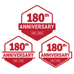 180 years anniversary celebration logotype. 180th anniversary logo collection. Set of anniversary design template. Vector and illustration. 
