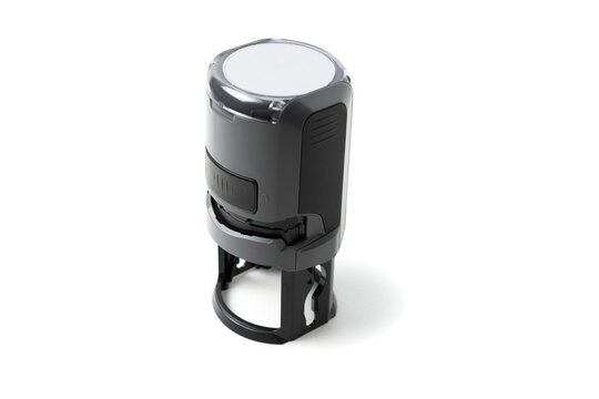 black automatic Office stamp isolated on white background. Self-ink rubber stamps