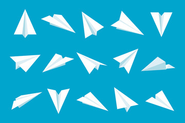 Realistic handmade paper planes collection. Origami aircraft in flat style. Vector illustration.